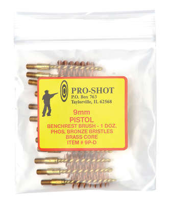 Cleaning Equipment Pro Shot Products Bronze PRO-SHOT PISTOL BRUSH 9MM BRONZE